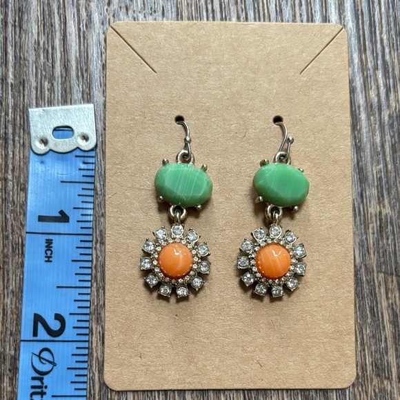Elegant Green and Coral Dangle Earrings - Picture 3 of 5